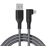 10Ft 3M iPhone Charger 90 Degree, [Apple MFi Certified] USB-A to Lightning Cable Right Angle, Nylon Braided iPhone Fast Charging Cord for iPhone 14 13 12 11 Pro Max XR XS X 8 7 6 Plus SE iPad Air Mini