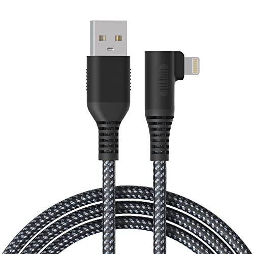 10Ft iPhone Ladegerät 90 Grad, [Apple MFi Certified] USB-A zu Lightning Kabel Rechtwinklig, Nylon geflochtenes iPhone Schnellladekabel für iPhone 14 13 12 11 Cover