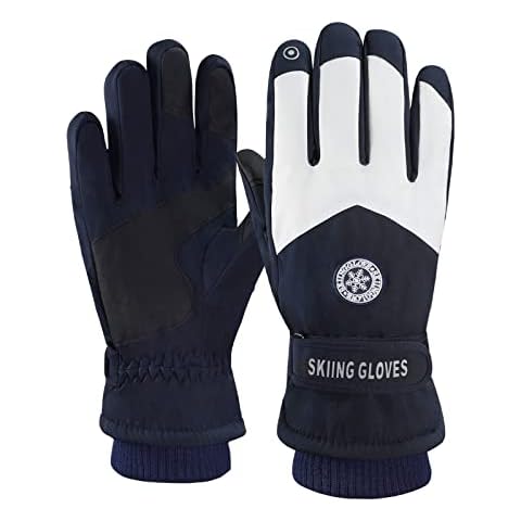 Warm Gloves Navy Blue Ski Gloves Durable Winter Snowboard Gloves Adjustable Cuff Touchscreen Waterproof Windproof Anti-Slip for Cycling Driving Running Camping Hiking Cover