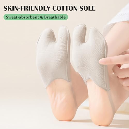 Image of No Show Socks with Invisible Sling Back Womens, 6 Pairs Low Cut Half Toe Topper Socks with Non-Slip Straps for Heels