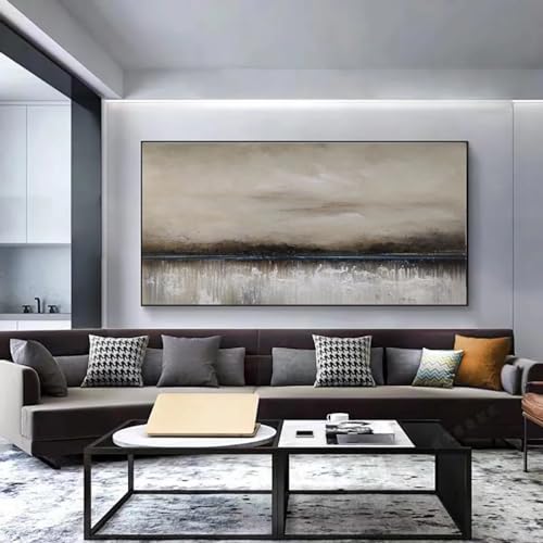 Peinture sur toile marron noir pour habiller le mur du salon