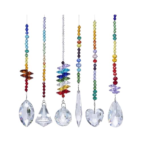 Colgantes para cumpleaños de cristal atrapasueños adornos luz multicolor interior 1