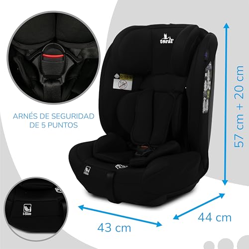 Toral Alzador Coche Niño - Silla Coche Grupo 1 2 3 i-Size - Desde 76-150 cm - Silla Coche Bebe - Elevador coche niño y niña - Silla bebe coche Modelo Silverstone Negro - imagen 6