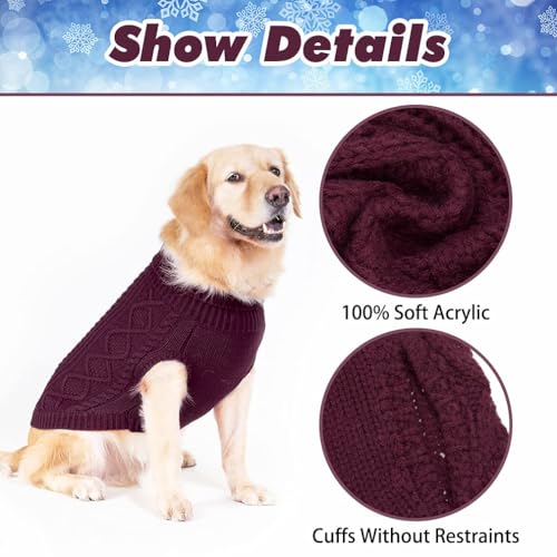 Image of BINGPET Dog Sweater for Medium Dogs, Turtleneck Knitted Clothes