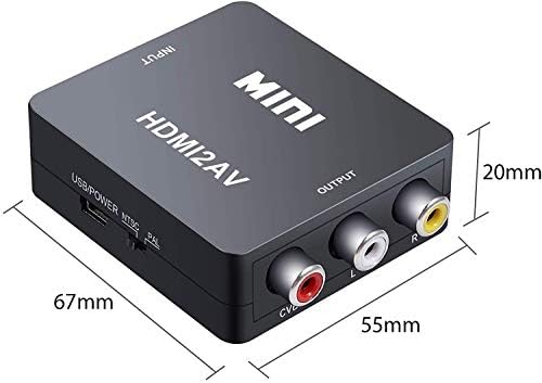 HDMI to RCA,HDMI to AV, 1080P HDMI to AV 3RCA CVBs Composite Video Audio Converter Adapter Supporting PAL/NTSC for PC Laptop HDTV DVD (Black)