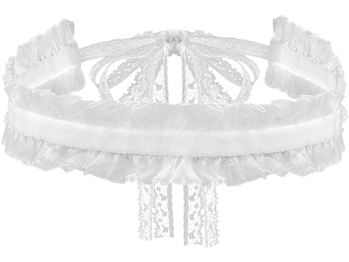 Muorruo Viktorianisches Choker-Halsband aus gotischer Spitze, weißes Choker-Halsband für Damen, Gothic-Halskette, Vintage-Halskette für Karneval,...