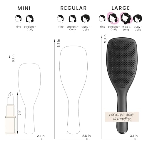 Tangle Teezer Große Ultimate Detangler Haarbürste – Nasses & Trockenes Haar – Entwirrungsbürste für Dickes, Lockiges & Langes Haar – Zweistufige Borsten Reduzieren Haarbruch & Knoten – Schwarz