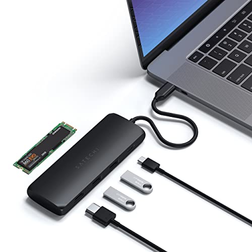 Satechi USB-C Hybrid Multiport Adapter – Passend für M.2 SATA SSD – Integrierter SSD Speicher, 4K HDMI 60Hz – Kompatibel mit 2021 MacBook Pro M1, 2020/2018 MacBook Air, 2020 iPadPro