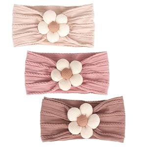 3 Stück Blumen-Stirnband, Nylon-Stirnbänder, Weiche Haarbänder, Baby-Zubehör für Neugeborene, Kleinkinder