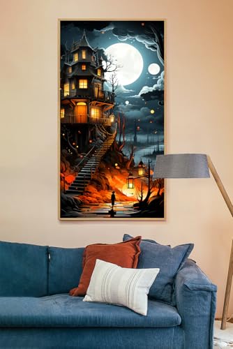 5D diamond painting kit completo Jumpdot ciudad de luna: cuadro de punto de cruz diamante grande 5