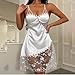 Lingerie 2 Piece Sets For Women Sexy Embroidered Floral Satin Cami Dresses Sheer Mesh Hem Chemise +Thong 2026 Fashion