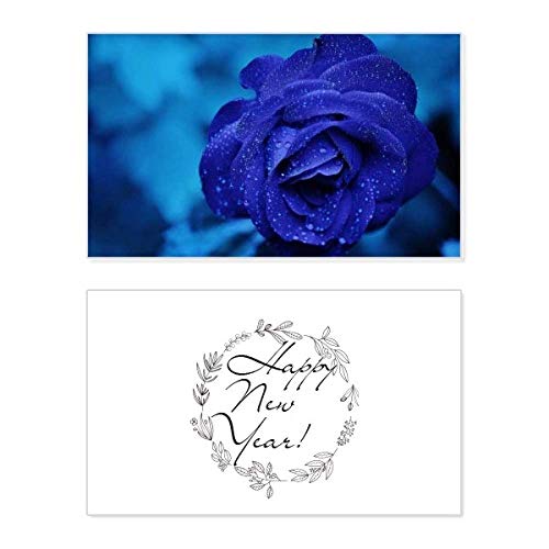 Tarjeta conmemorativa de Año Nuevo con rosas azul oscuro, un detalle premium de diseño exclusivo