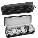 PANIXIA Organizador de caja de reloj con 6 ranuras, caja organizadora de relojes para hombres y mujeres, caja organizadora de almacenamiento de relojes de viaje con funda de reloj de piel sintética