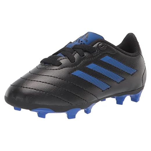 adidas Goletto VII Firm Ground Cleats Soccer Shoe, Core Black/Royal Blue/Core Black, 1 US Unisex Little Kid