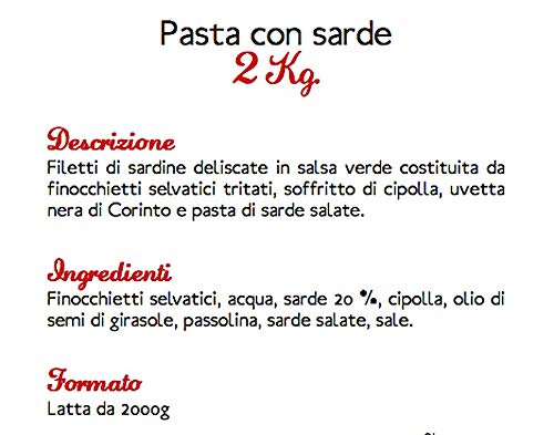 Condimento pronto per pasta con le sarde siciliana 1 latta da 2 Kg. (Senza glutine)
