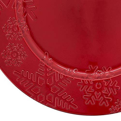 Platos base con diseño de copo de nieve rojo pack 4 miniatura 4
