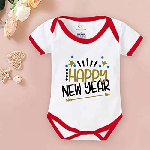 Image of baby wish My First New Year Romper Clothes Baby New Year Bodysuits Newborn Outfit My 1st New Year Printed Romper with Envelop Neck Half Sleeve Unisex Romper Infant Dress Happy New Year Aero Printed