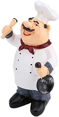 Chef Figurines Vintage Country Resin Figurine Home Restaurant Cafe Tabletop Decor Collectible Gifts(71110-04 Chef Holding Spoon)