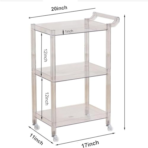 Carrello Bar Mobile in Acrilico Trasparente - Portabottiglie Multifunzionale con Ruote e Maniglia, Elegante tavolino Laterale con Contenitore per Cucina, Sala da Pranzo e Soggiorno.