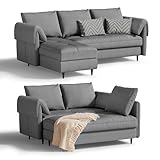 Mixcous Small Sectional Couch with Storage - Convertible 3-Seater L-Shaped Sofa with Reversible Chaise for Living Room, Apartment, Small Spaces, Grey