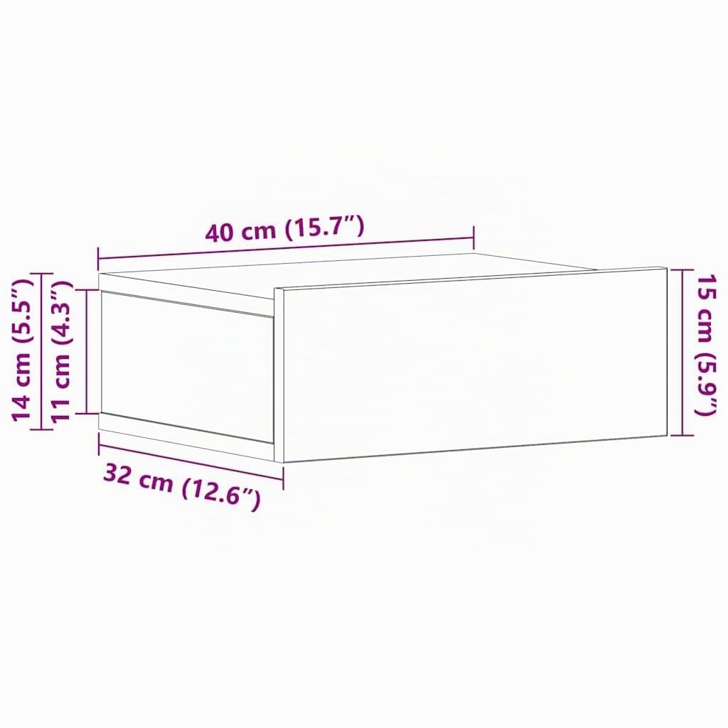 vidaXL Comodino Pensile Bianco 40x30x15 cm in Legno Multistrato