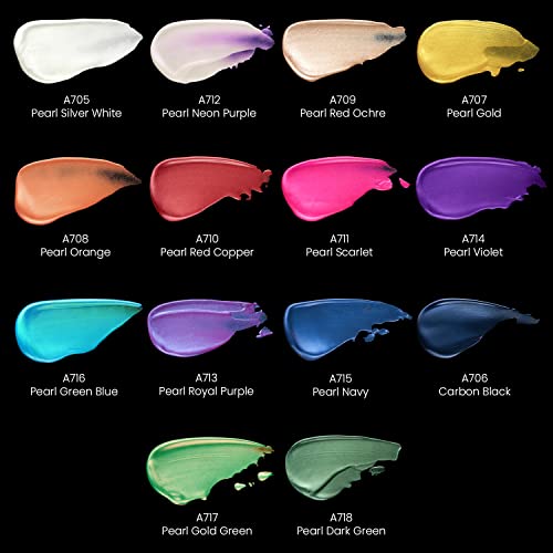 Arteza Pearlescent Acrylic Paint Set Of 14, 2 Fl Oz Bottles, Quick-Drying Pearl Craft Paint, Art Supplies For Painting On Paper, Canvas, Wood, Glass Paper, And Fabric. Bulk Acrylic Paint Kit For Adults #TOP3