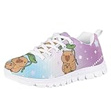 Dolyues Girls Fashion Sneakers Size 1 Anti-Slip Capybara Everyday Sneakers for Kids Running Athletic Shoes Wear Resistant Comfy School Cross Trainers