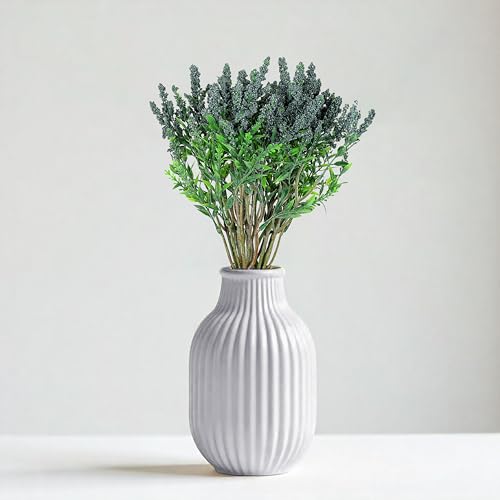 Image of Homeverse Fresh Lavender 12Pcs Lavender Fake Plant 14Inch Height Bouquet, Green Stems Bundled for Decorative Items for Diwali, Home, Room, Office, Bedroom, Anniversary, Deepawali (Green)