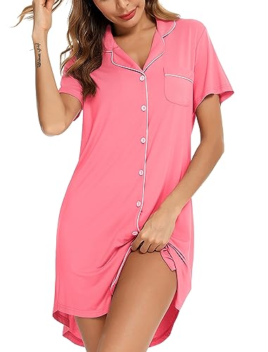 Image of Leikar Maternity Nightgown For Women Nursing Pajamas Long Sleeve Sleepshirt