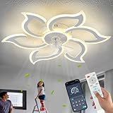 haodengshi Ventilador de techo blanco con luces de 35 pulgadas, ventilador de techo