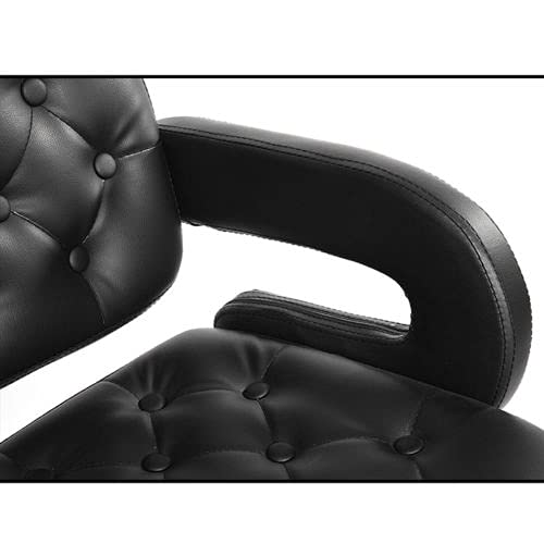 Cris Nails - sillón Profesional de peluquería, 360º giratoria con Base Fijo de Metal, Asiento Suave y cómodo de Material Piel Negro