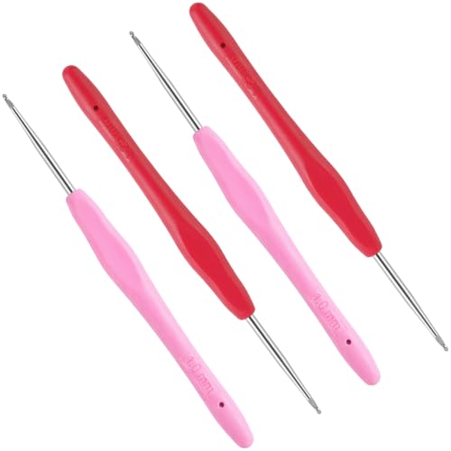 Image of WILLBOND 4 Pcs Dreadlock Crochet Hooks for Locs Hair 1.0 mm 1.25 mm Needle | Dreadlock Crochet Needle Tools for Locs Braid Hair Weaving Craft Accessories, Pink, Red