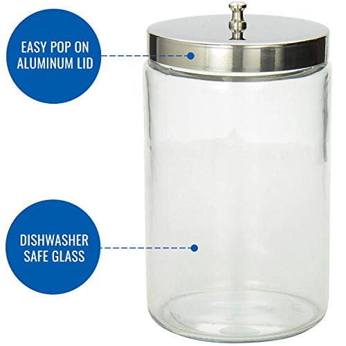 Mabis Decorative Storage Apothecary Clear Glass Jar For Kitchen, Bathroom Or Laundry Organization, Medical Sundry Jar With Metal Lid, 4.1 X 3.9 X 7 Inches #TOP2