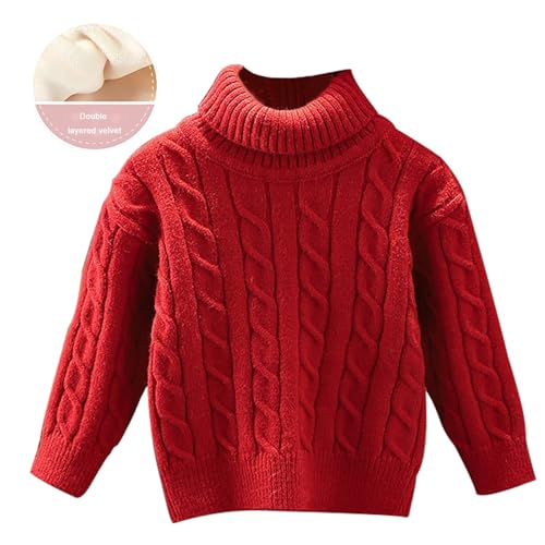 Kids Turtleneck Sweater Thick Warm Lined Pullover Sweater Boys Girls Plain Long Sleeve Fall Winter Tops Clothes2