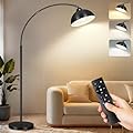 LANICHO Arc Floor Lamps for Living Room, Modern Tall Lamp with Remote Control and Stepless Dimmable 9W LED Bulb, Over Couch Arched Reading Lamp for Bedroom, Office(Black)