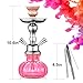 2 Hose Hookah Set 11'' Small Shisha Hookah Set With Mini Pumpkin Glass Vase, Ceramic Bowl, Leather Hose, Coal Tong, Hookah Foil, Disposable Tips (Pink)
