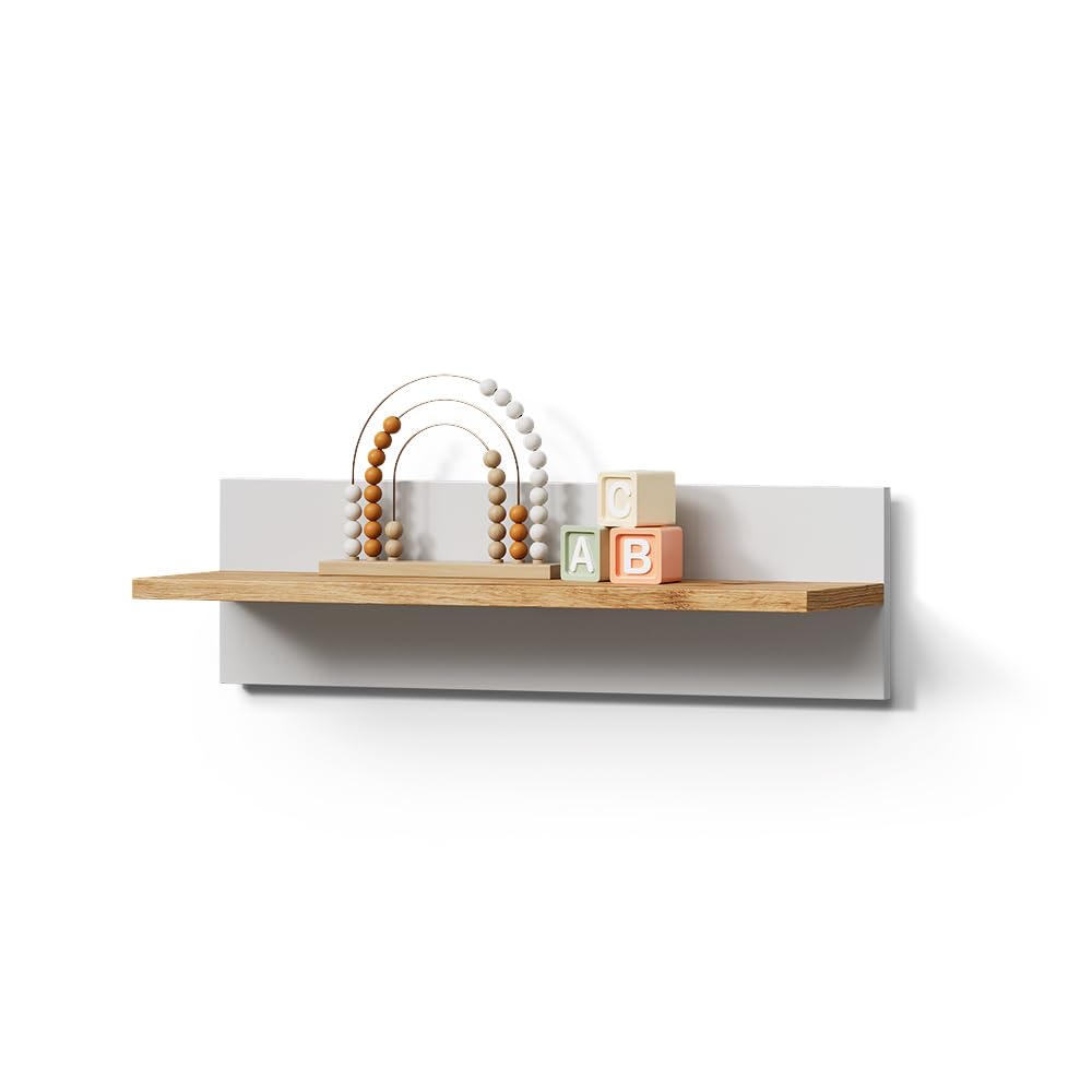 Livinity Étagère Enfant Mailo, Blanc/Artisan, 70x20cm | pour le stockage structuré des jeux et des connaissances