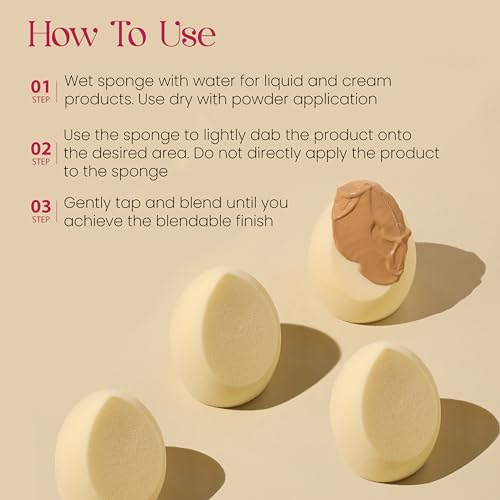 Image of Milagro Beauty Makeup Sponge Blender Non-latex, Soft, Satin Blending Puff for Foundation, Face Powder, Cream Wet & Dry Make Up (Beige)