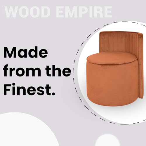 Image of Puffy Stool for Living Room | Velvet OttomanPouffes for Sitting with Backrest | Dressing Table Stool | Puffy Footstool Furniture for Home Decor, Office (Brown)