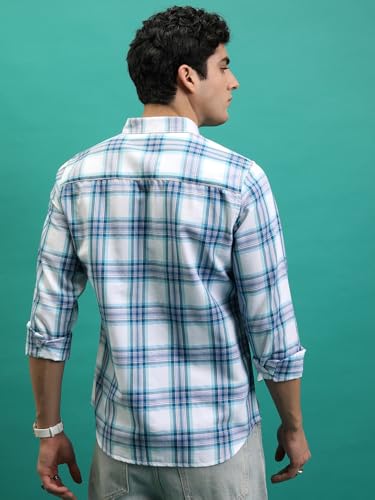 Image of Highlander Men's Slim Fit Check Shirt | Full Sleeves | Spread Collar | Casual Shirts for Men