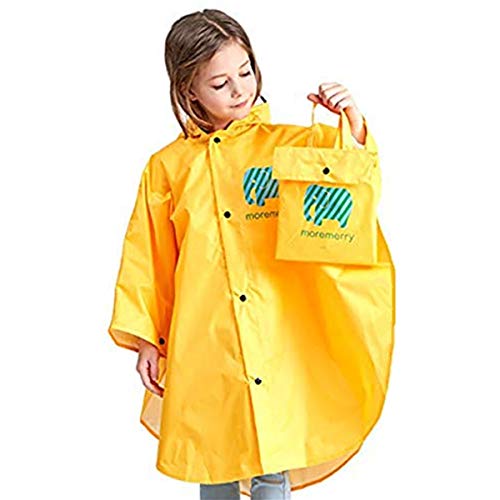 Formesy Niño Chubasquero Impermeable Poncho Chaqueta Lluvia - Capa Capelina de Lluvia Ropa Encapuchado para Escolar Bicicleta Viajar Deportes(Sombrero con Tapa Transparente) (Amarillo, S)