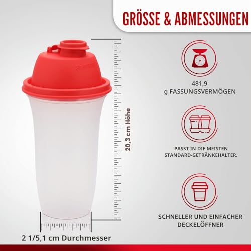 Foto von SIGNORA WARE Shaker-Flaschen aus Kunststoff, 500 ml, für Mahlzeiten, Shakes & Smoothies, Getränke, zum Mischen von Salat Dressing & Saucen, Margarita, mehr, 2 Stück