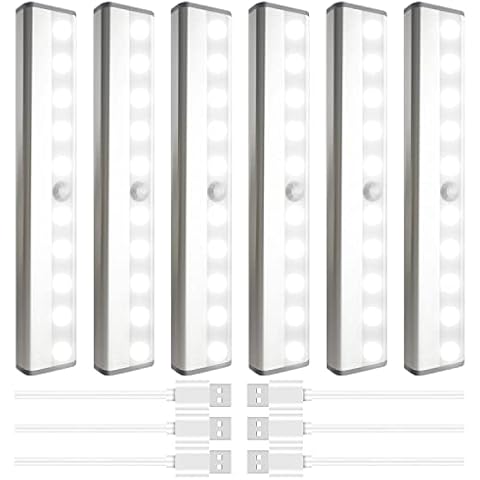 SIXDEFLY Led Motion Sensor Closet Lights 6 Pack, Wireless Under Cabinet Lighting Rechargeable Under Counter Lights, Homelife Motion Sensor LED Lights, Night Light Bar for Kitchen Wardrobe Cover