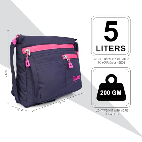 Image of Lasso Sling Bag For Women with Adjustable Strap Stylish Ladies Crossbody Polyester Sling Bag for Office, Causal, Travel & College | 5L Capacity & 5 Multiple Pockets (4 Zip & 1 Open Pocket)