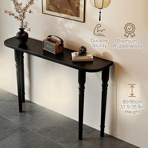 Mesa consola de madera maciza rectangular detrás del sofa y mueble de pasillo estrecho 6