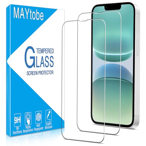 MAYtobe 2 Pack Screen Protector for iPhone 16e 6.1-Inch 2025 Tempered Glass 9H Hardness Case Friendly No Bubbles Anti Scratch Easy To Install