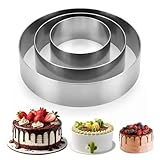Eulihent 3 Pièces Cercle à Pâtisserie Diamètre 10/15/20 cm Ensemble d'anneaux à Gâteau Rond Moules à Gâteaux en Acier Inoxydable pour Mousse Fondant Gelée Fromage Breton et Entremets