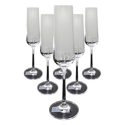 Jogo com 6 Taças de Champagne Madri em Cristal Titânio 230ml