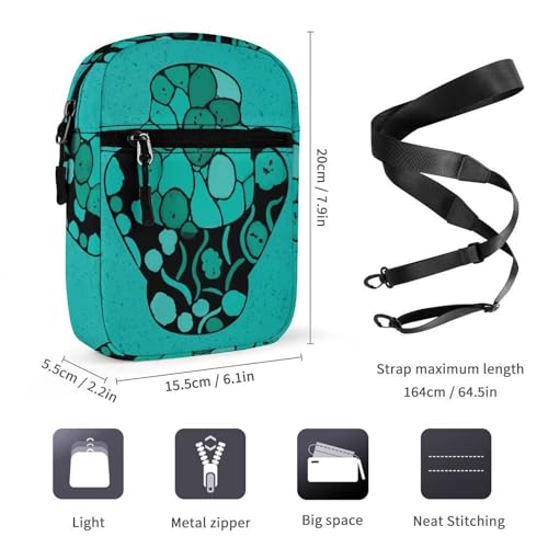 Personalized Small Crossbody Bag Water Resistant Messenger Bags Mini Turquoise And Black Printing SlingBag For Men Women2