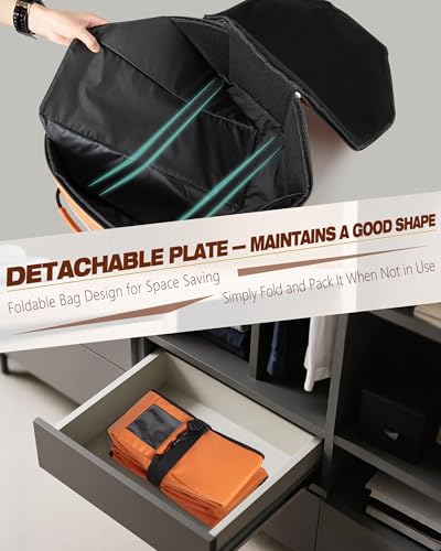 Marscamd Vegan Leather Hat Box Fits 4 Cowboy or Wide-Brim Hats, Padded Storage Case with Shoulder Strap & Trolley Sleeve for Travel or Home Storage, Brown - Thumbnail 5